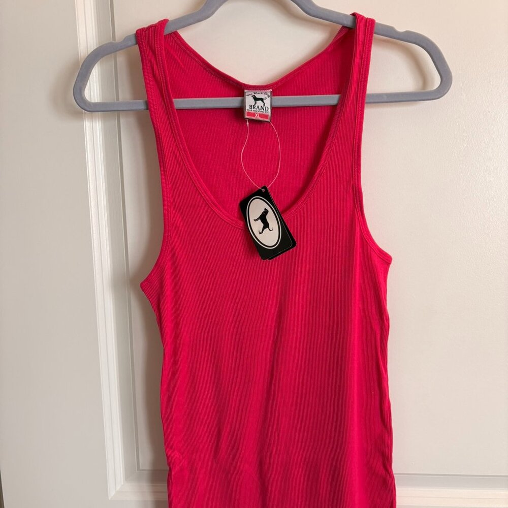 Never worn! Pink Black Dog Tank Top